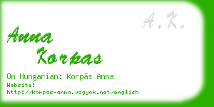 anna korpas business card