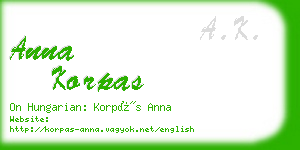 anna korpas business card